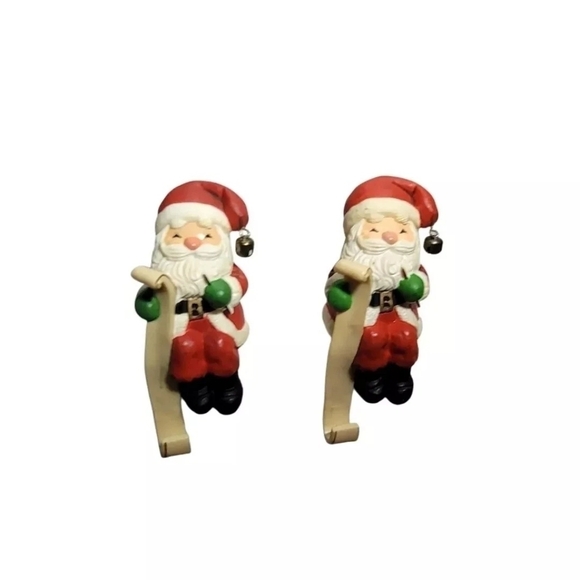 Hallmark Other - Vintage Santa Claus Checking His List Stocking Hanger 1984 Hallmark Set of 2